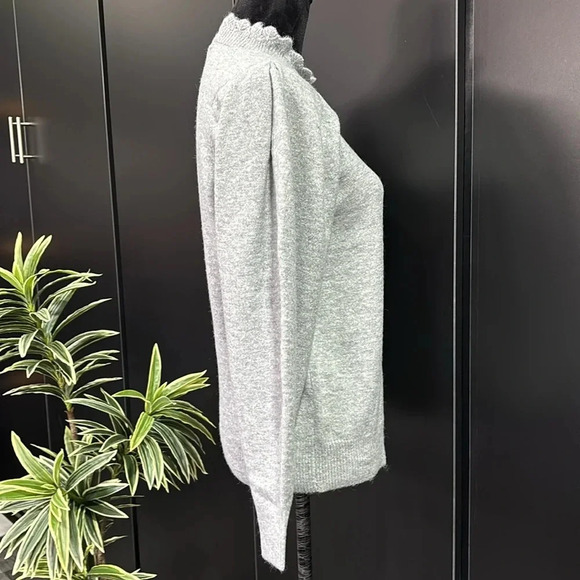 Cupio Blush Mock neck ruffle,long puff/pleated sleeve,soft, warm winter knit - Picture 5 of 9